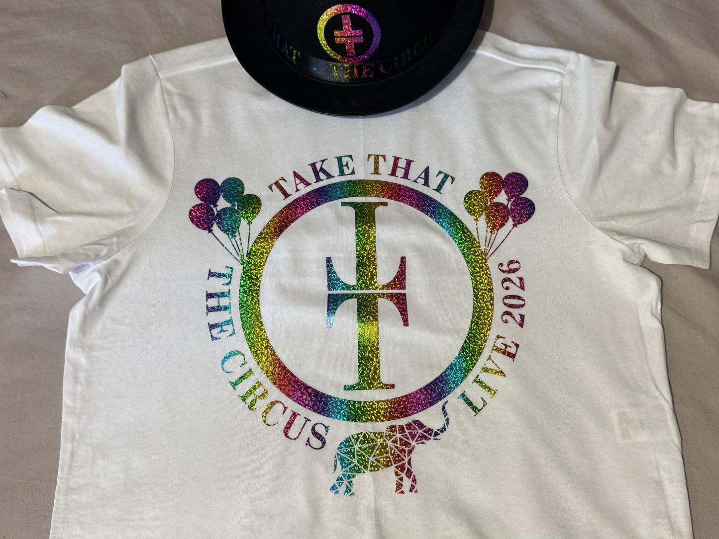 SALE Cropped Box style top with Rainbow Holographic design