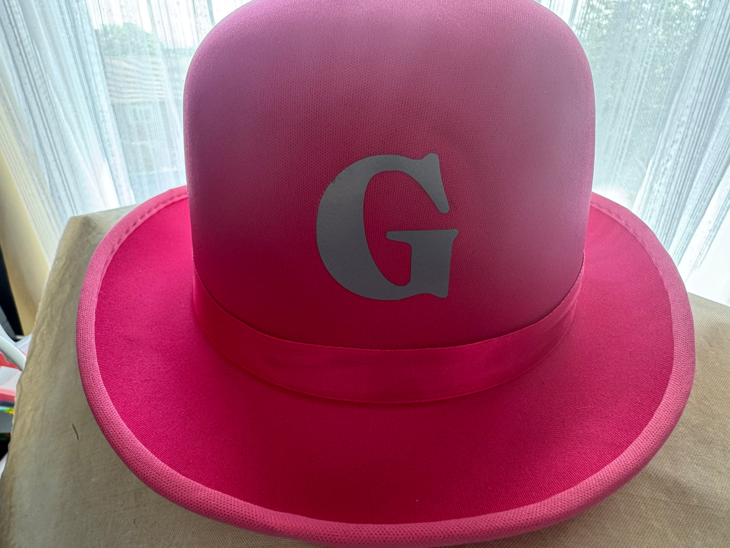 SALE Pink Bowler hat with Silver G