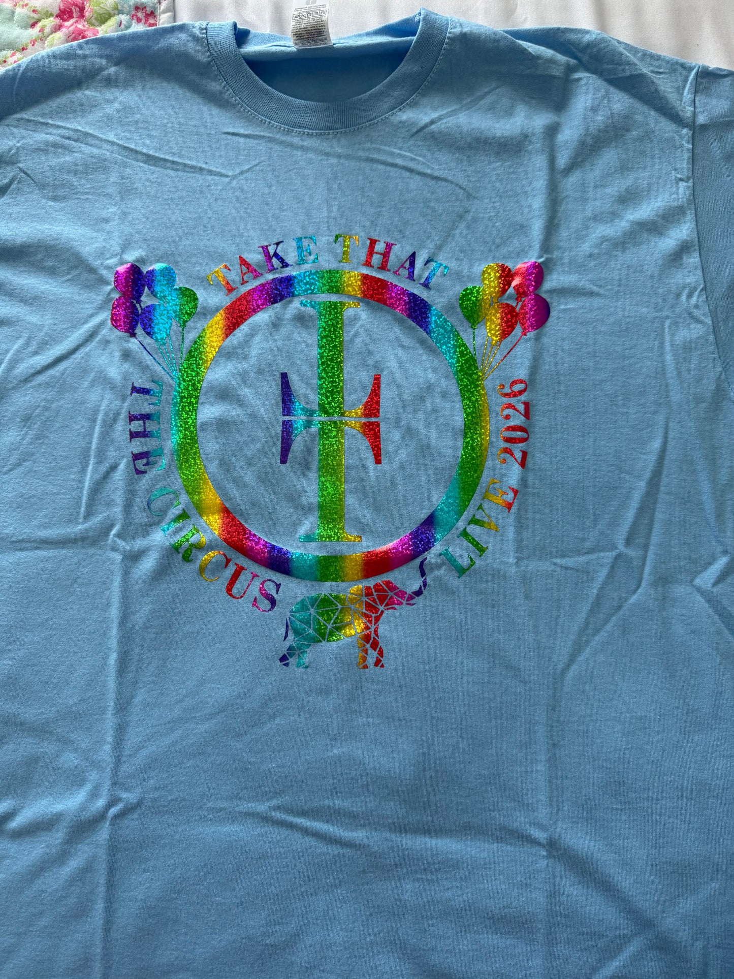 SALE stock clearance Unisex Sky Blue t-shirt with classic Circus Disc Design TT